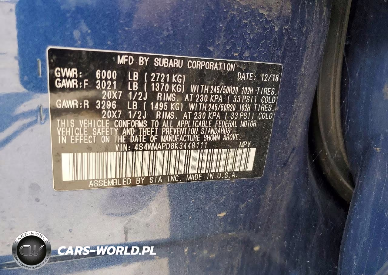 2019 Subaru Ascent Limited VIN:4S4WMAPD8K3448111 - 13