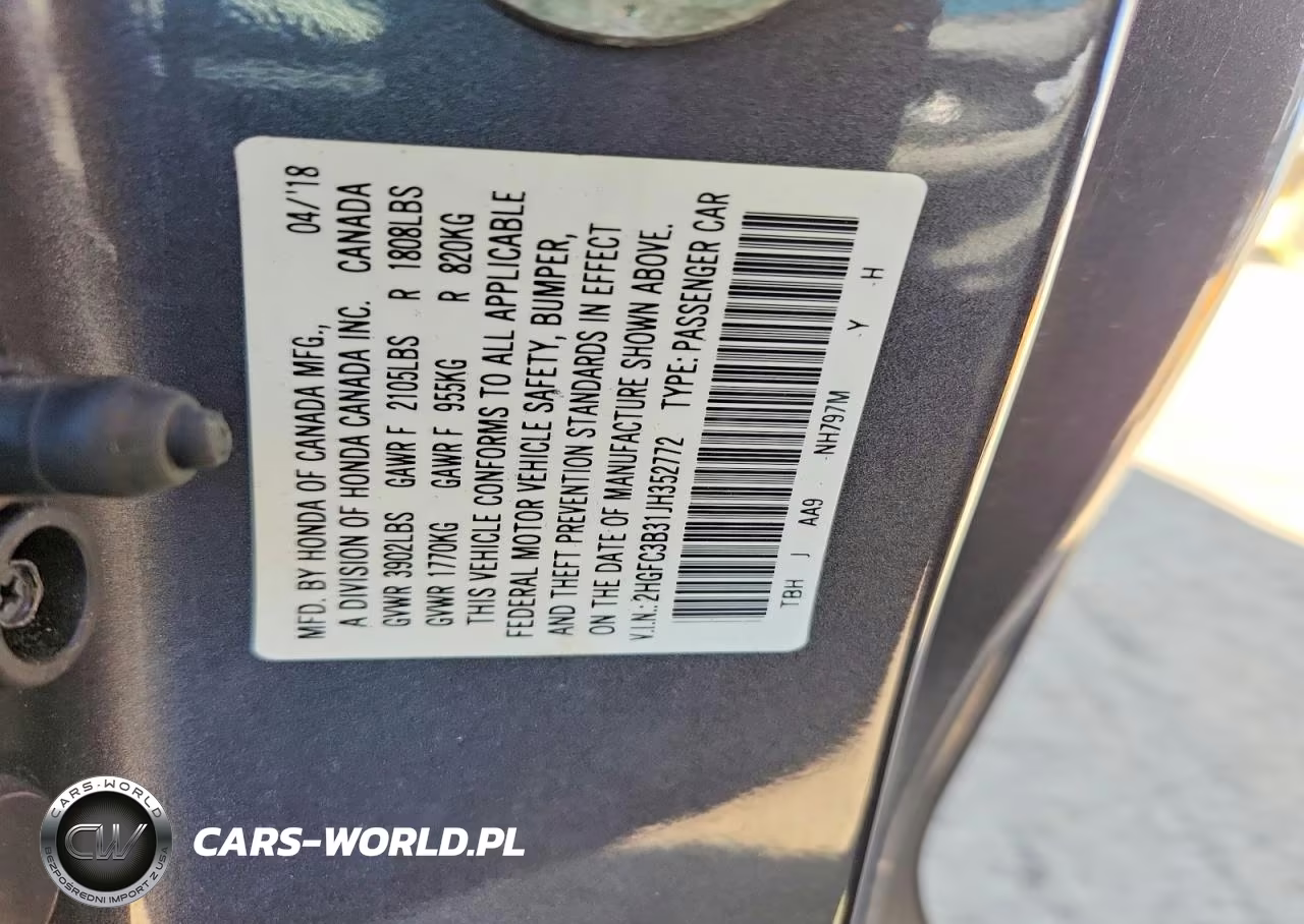 2018 Honda Civic Ex VIN:2HGFC3B31JH352772 - 13