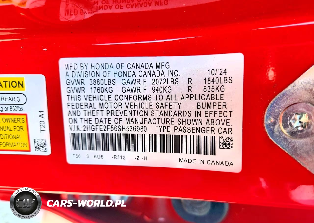 2025 Honda Civic Sport VIN:2HGFE2F56SH536980 - 12