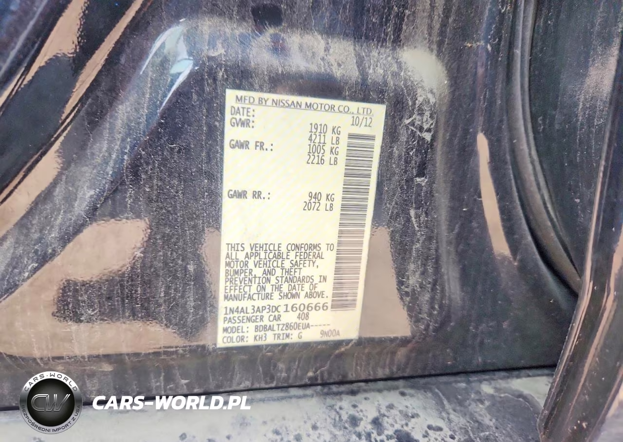 2013 Nissan Altima 2.5 VIN:1N4AL3AP3DC160666 - 12