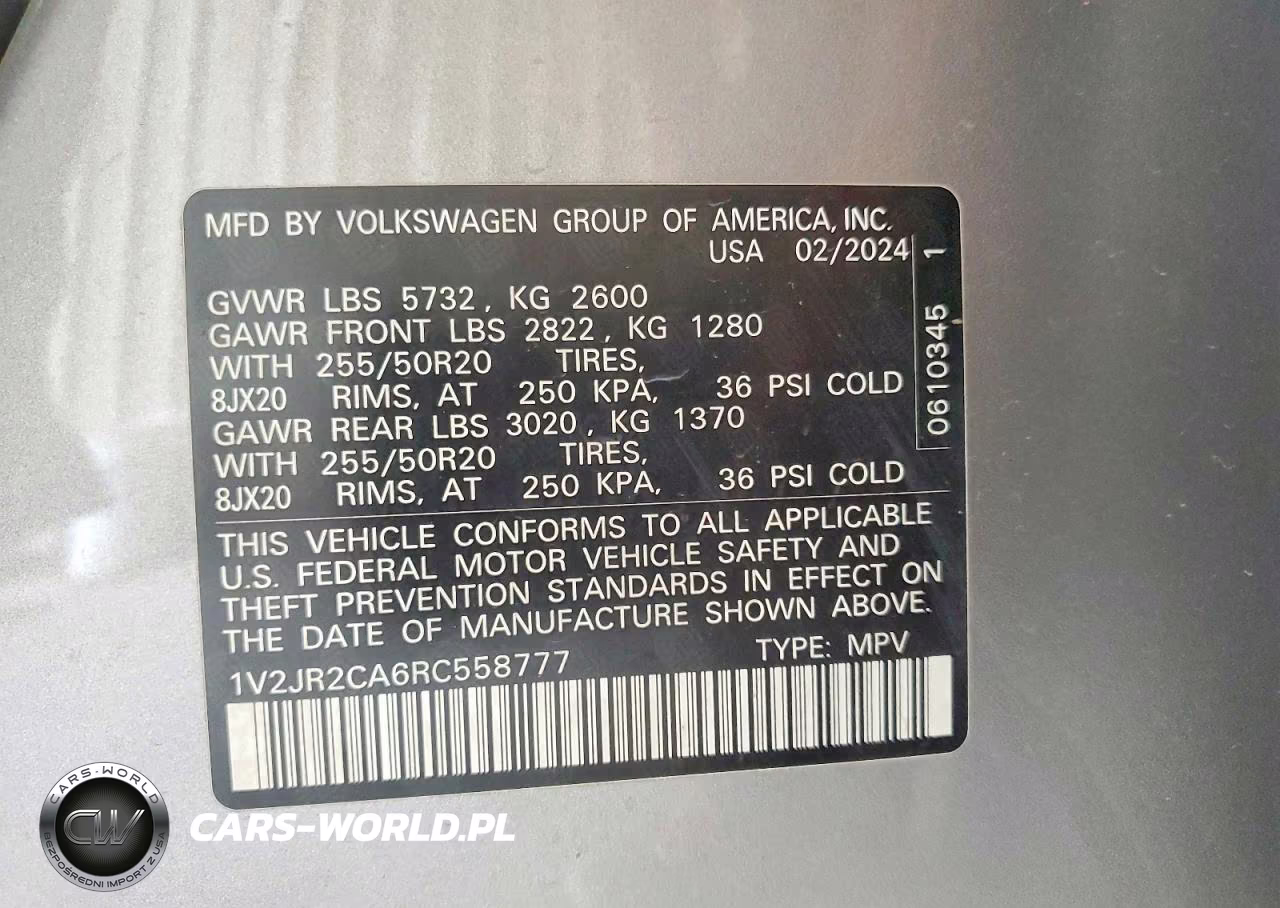 2024 Volkswagen Atlas Se VIN:1V2JR2CA6RC558777 - 13