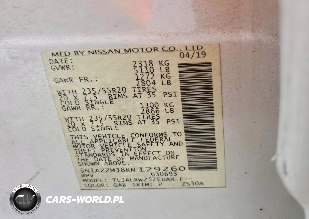 2019 Nissan Murano Sl VIN:5N1AZ2MJ8KN129260 - 14