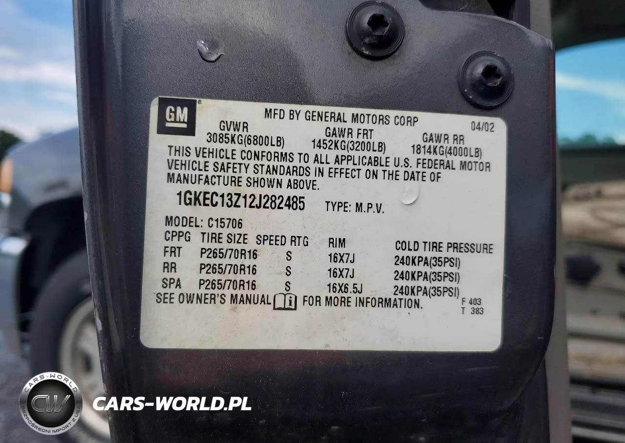 2002 GMC Yukon VIN:1GKEC13Z12J282485 - 12