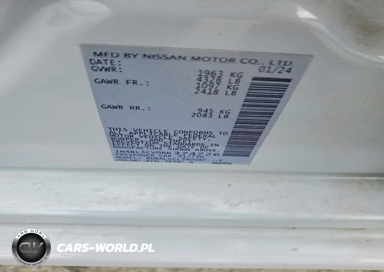 2024 Nissan Altima Sr VIN:1N4BL4CV0RN374726 - 12