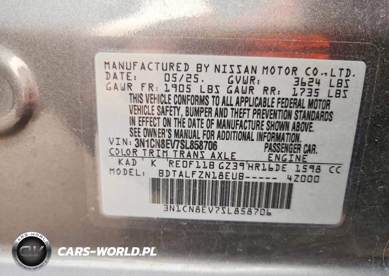 2025 Nissan Versa Sv VIN:3N1CN8EV7SL858706 - 12
