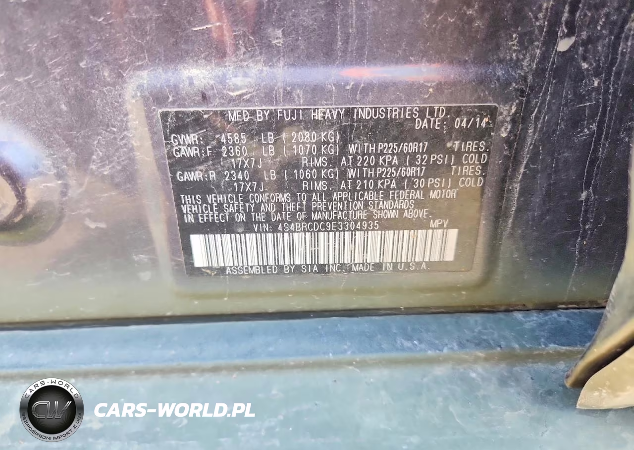 2014 Subaru Outback 2.5I Premium VIN:4S4BRCDC9E3304935 - 13