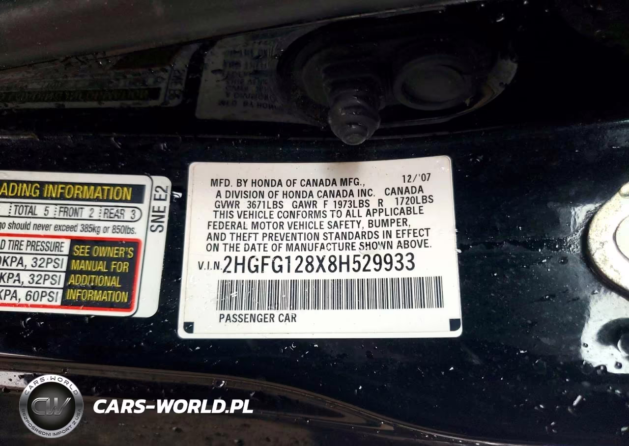 2008 Honda Civic Ex VIN:2HGFG128X8H529933 - 12