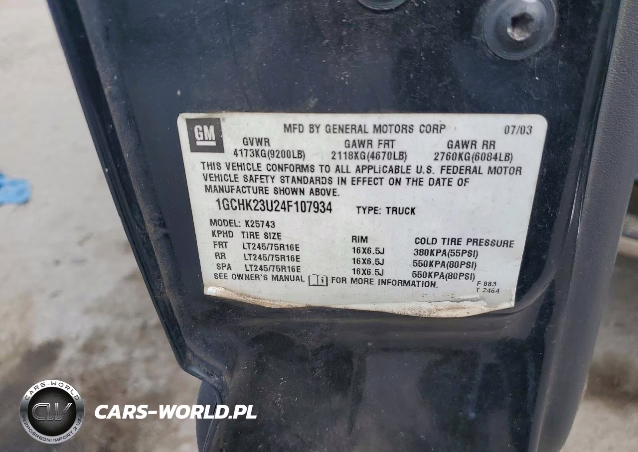 2004 Chevrolet Silverado K2500 Heavy Duty VIN:1GCHK23U24F107934 - 12