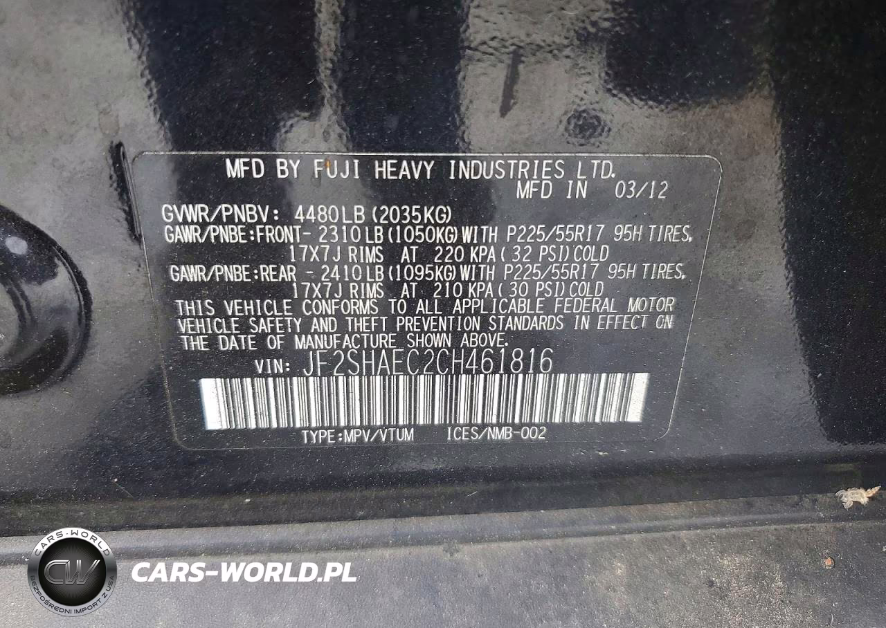 2012 Subaru Forester Limited VIN:JF2SHAEC2CH461816 - 13