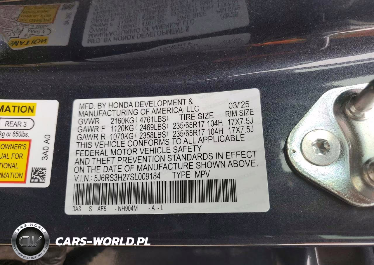 2025 Honda Cr-V Lx 2Wd VIN:5J6RS3H27SL009184 - 13