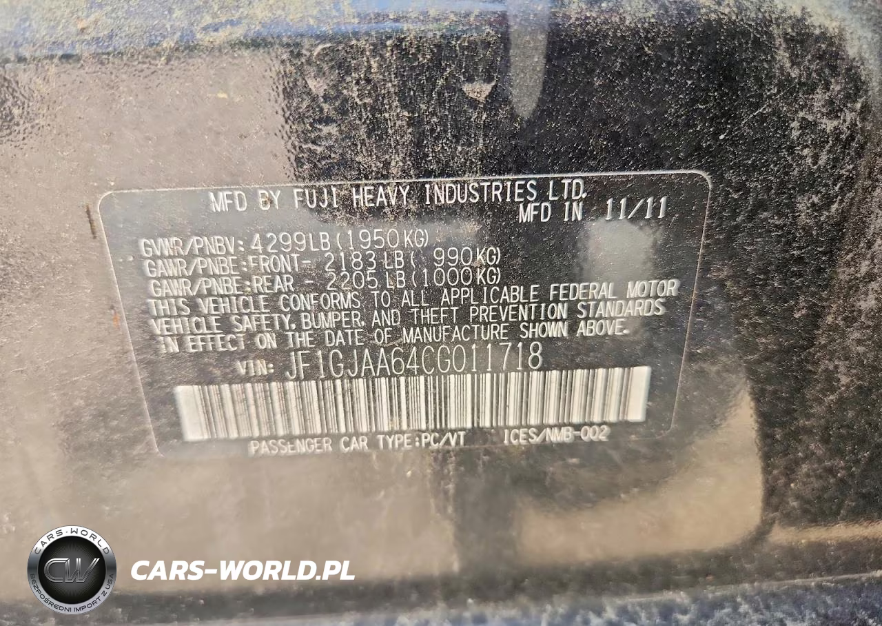 2012 Subaru Impreza VIN:JF1GJAA64CG011718 - 12