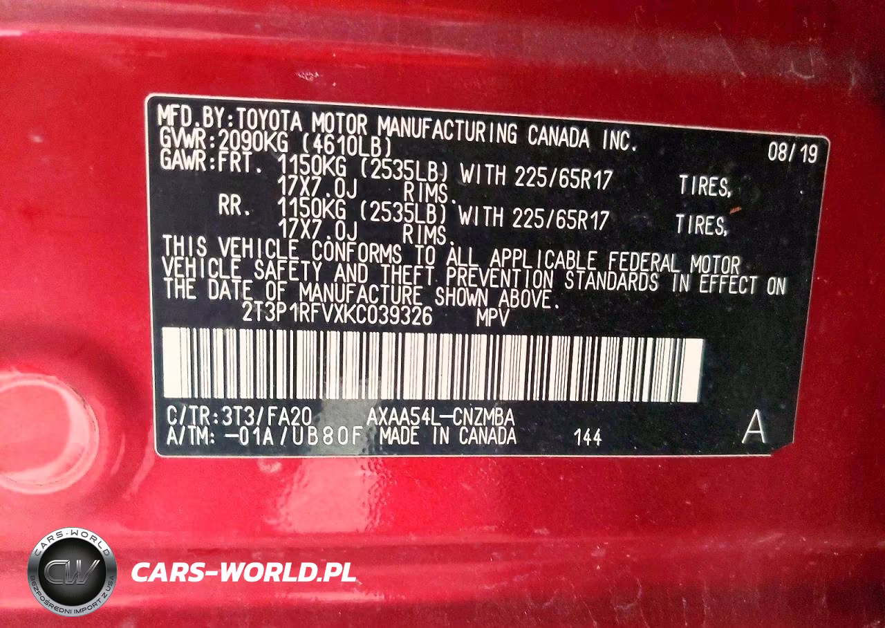 2019 Toyota Rav4 Xle VIN:2T3P1RFVXKC039326 - 13