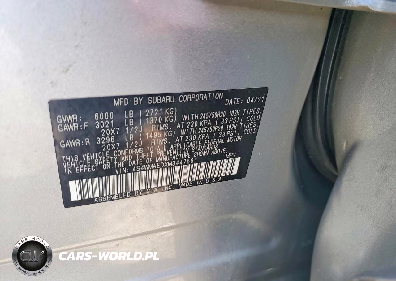 2021 Subaru Ascent Premium VIN:4S4WMAEDXM3447581 - 13