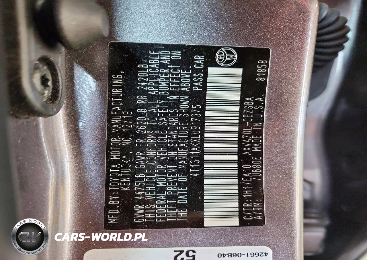 2020 Toyota Camry Se VIN:4T1G11AKXLU917375 - 12