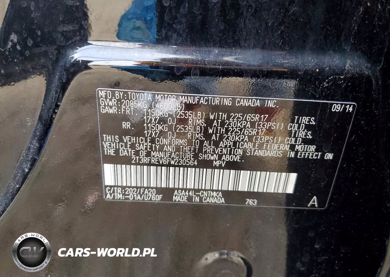 2015 Toyota Rav4 Xle VIN:2T3RFREV6FW230564 - 13