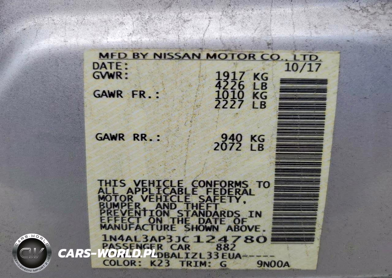 2018 Nissan Altima 2.5 Sv VIN:1N4AL3AP3JC124780 - 12