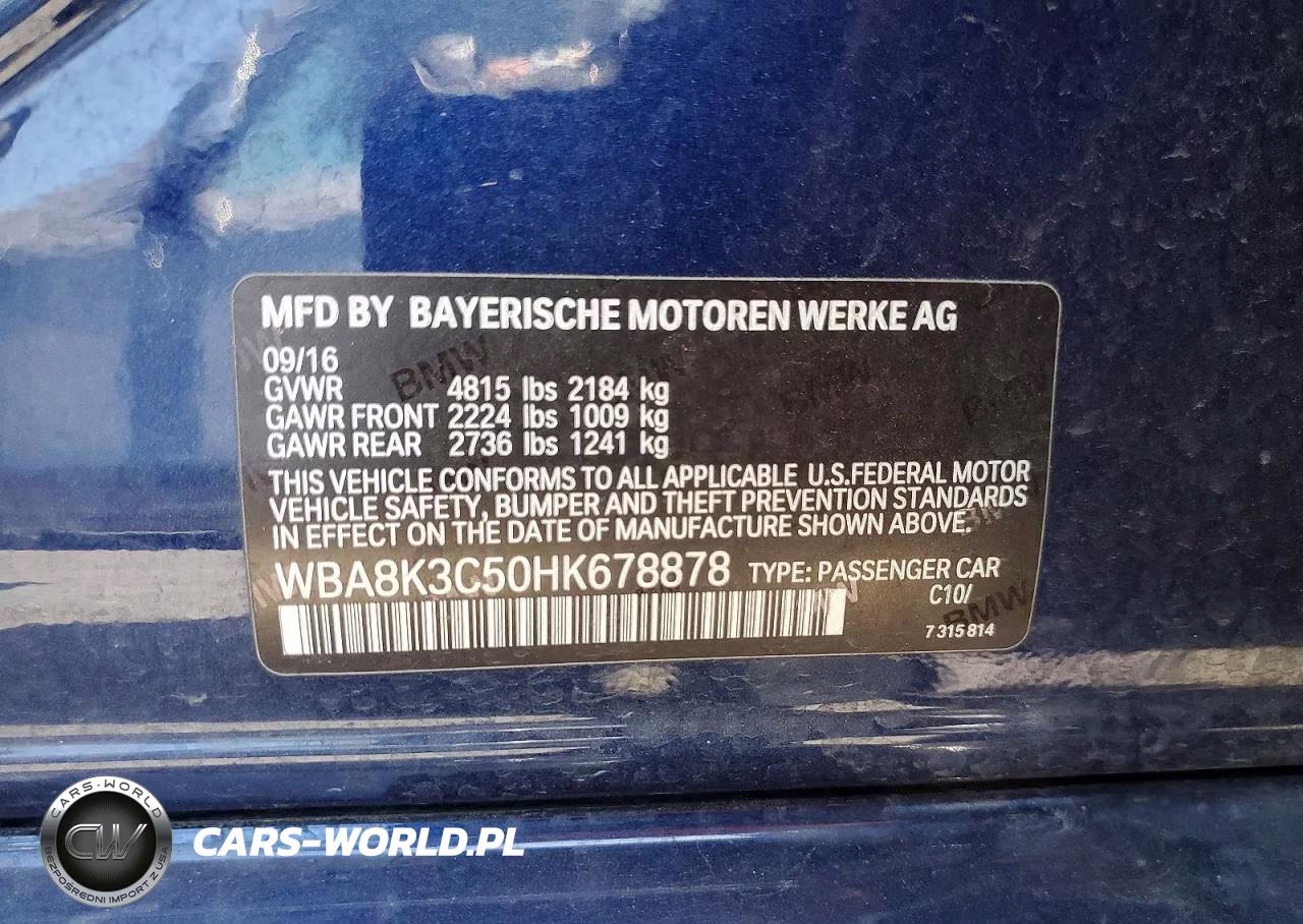 2017 BMW 330 Xi VIN:WBA8K3C50HK678878 - 13