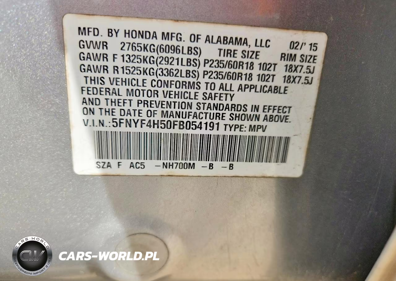 2015 Honda Pilot Exl VIN:5FNYF4H50FB054191 - 13