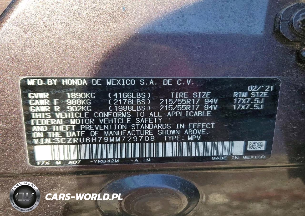 2021 Honda Hr-V Exl VIN:3CZRU6H79MM729708 - 13
