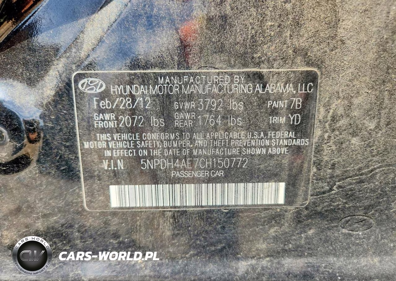 2012 Hyundai Elantra Limited VIN:5NPDH4AE7CH150772 - 13