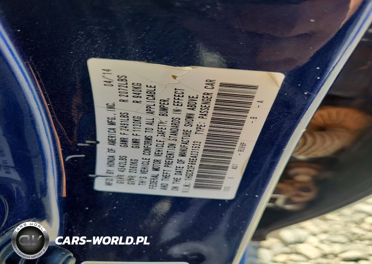 2014 Honda Accord Exl VIN:1HGCR3F86EA031533 - 12