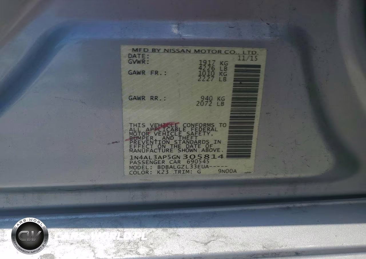 2016 Nissan Altima 2.5 S VIN:1N4AL3AP5GN305814 - 12