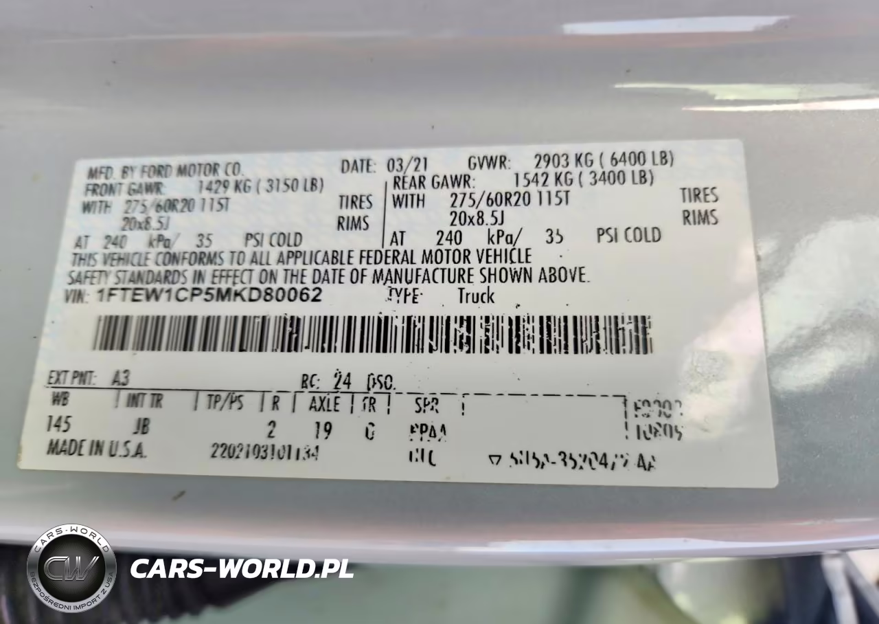 2021 Ford F150 Supercrew VIN:1FTEW1CP5MKD80062 - 13