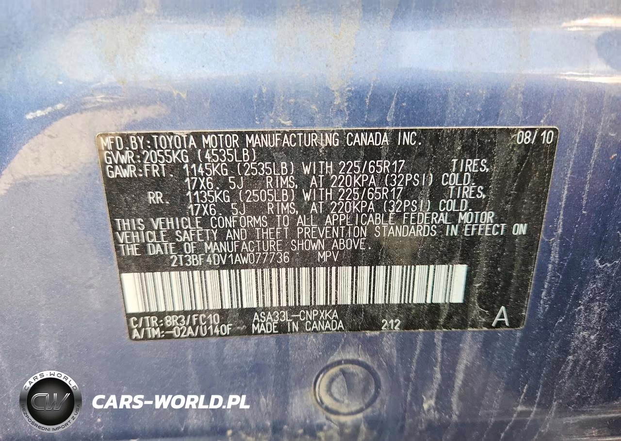 2010 Toyota Rav4 Base VIN:2T3BF4DV1AW077736 - 13