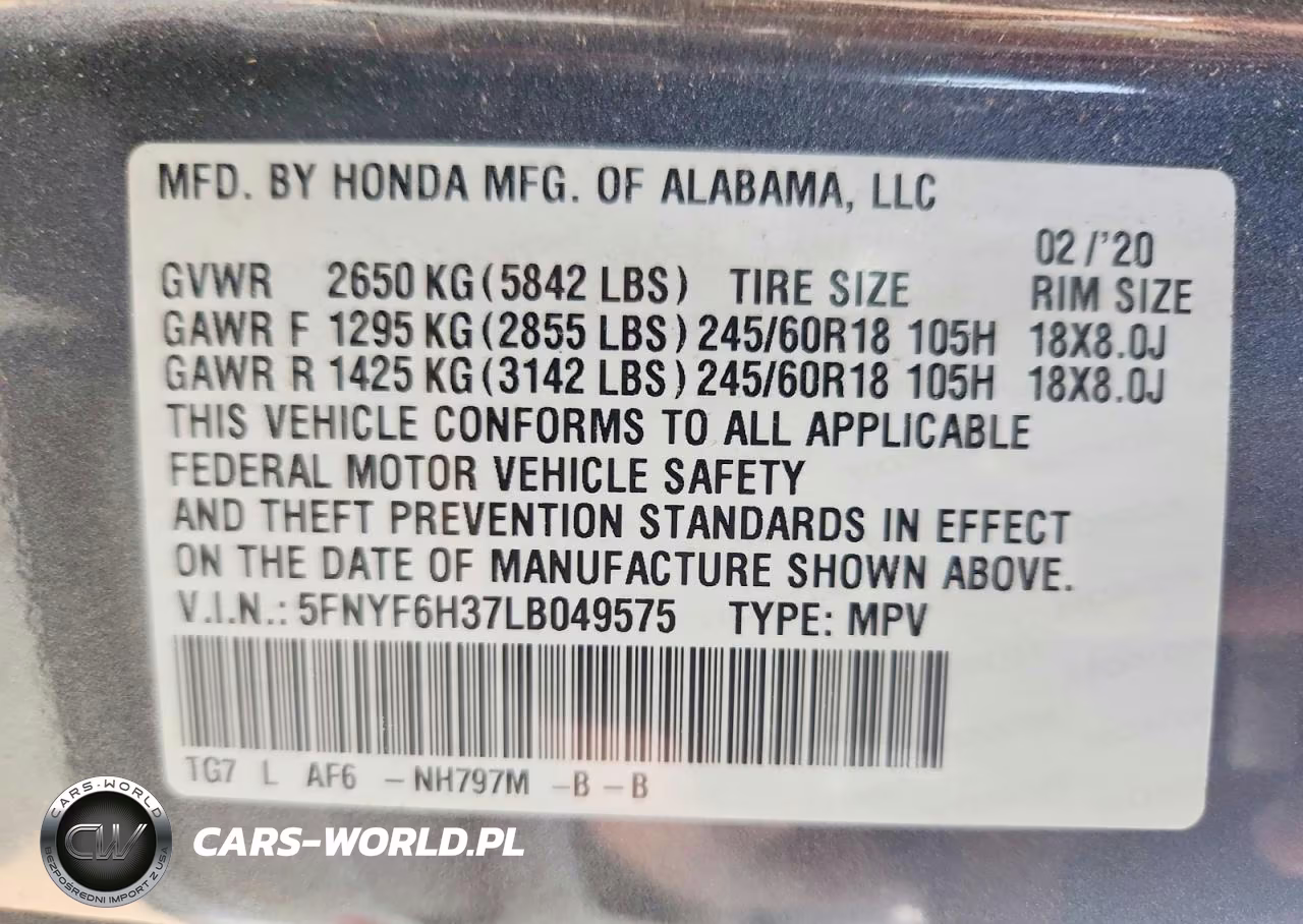 2020 Honda Pilot Ex VIN:5FNYF6H37LB049575 - 13