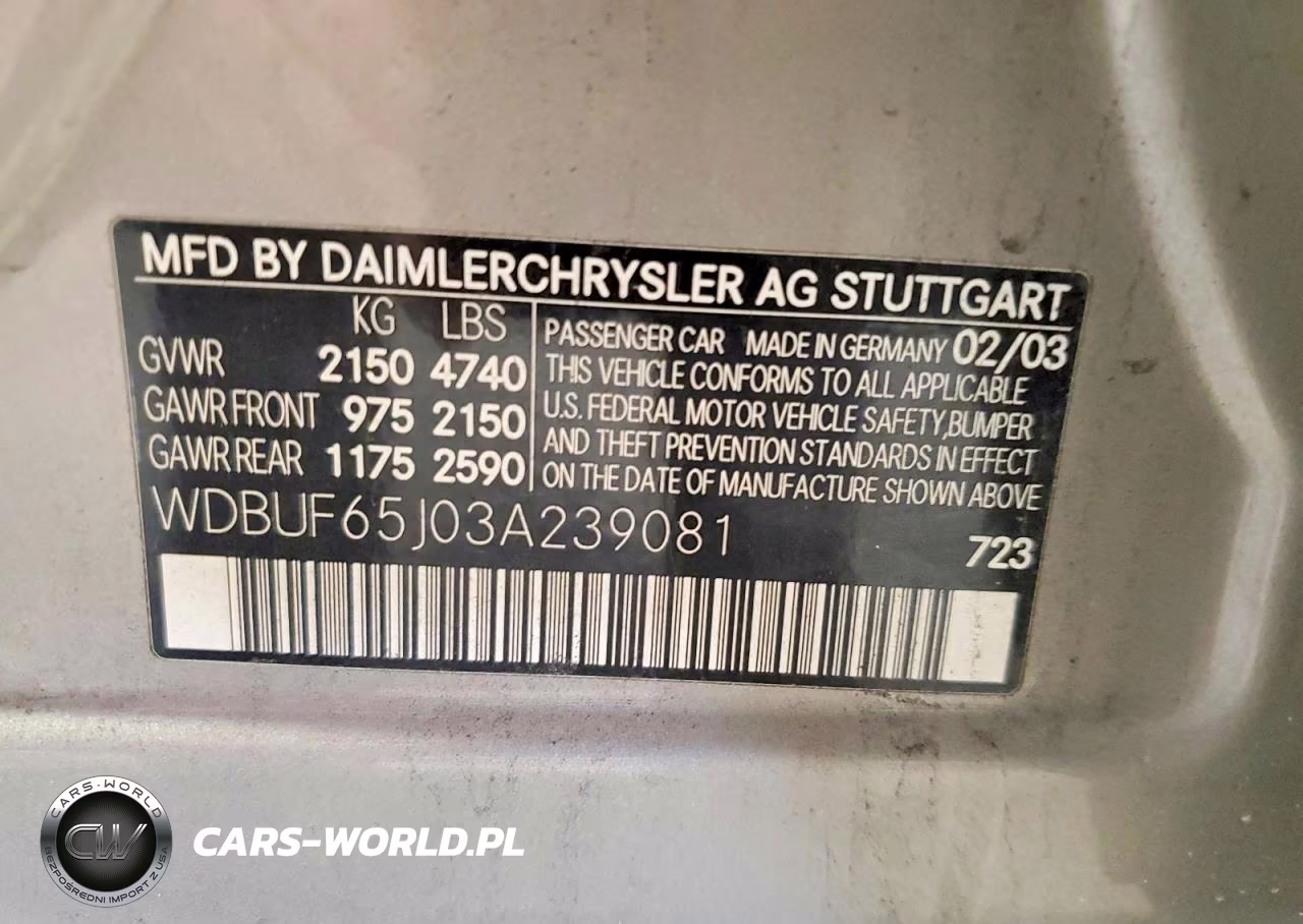 2003 Mercedes-Benz E 320 VIN:WDBUF65J03A239081 - 12