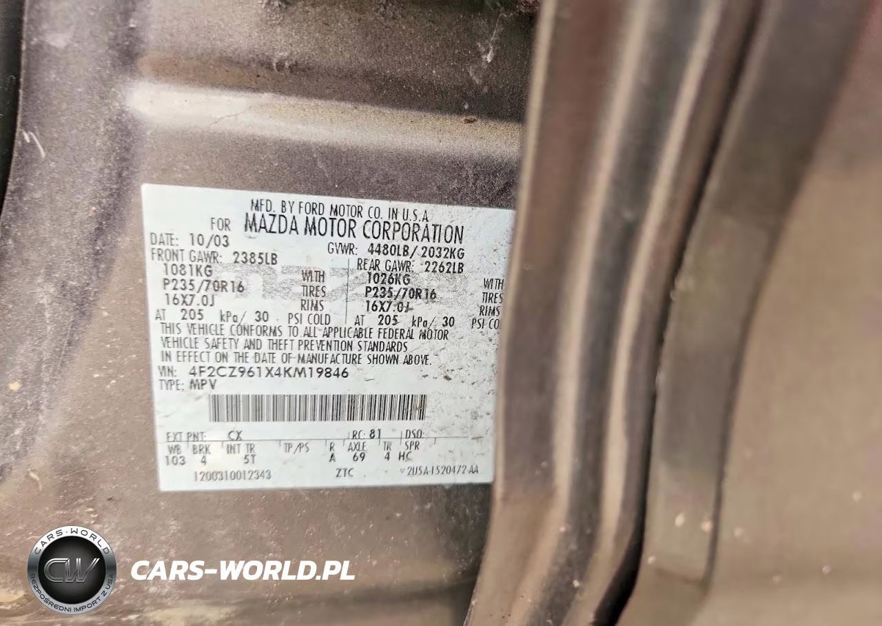 2004 Mazda Tribute Es VIN:4F2CZ961X4KM19846 - 14