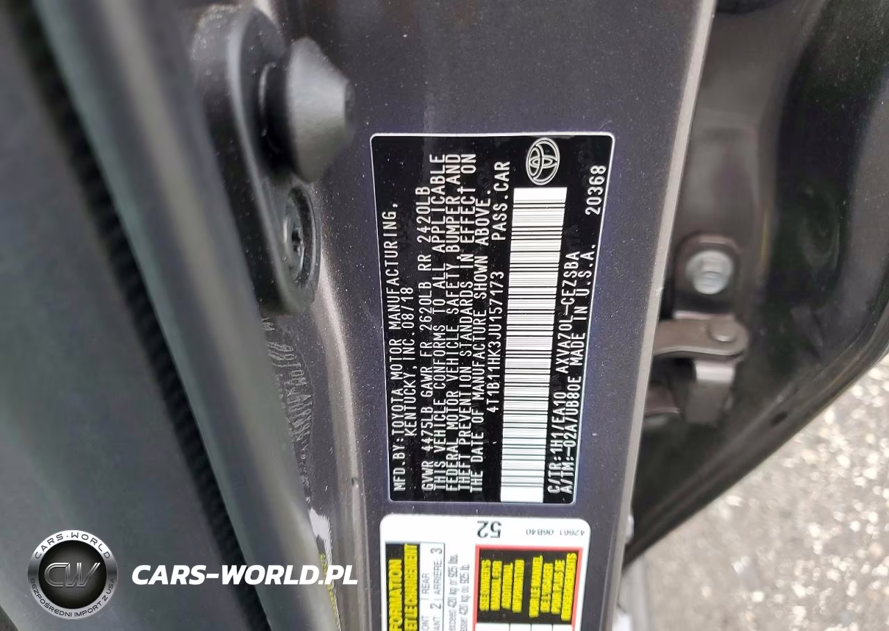 2018 Toyota Camry Se VIN:4T1B11HK3JU157173 - 12