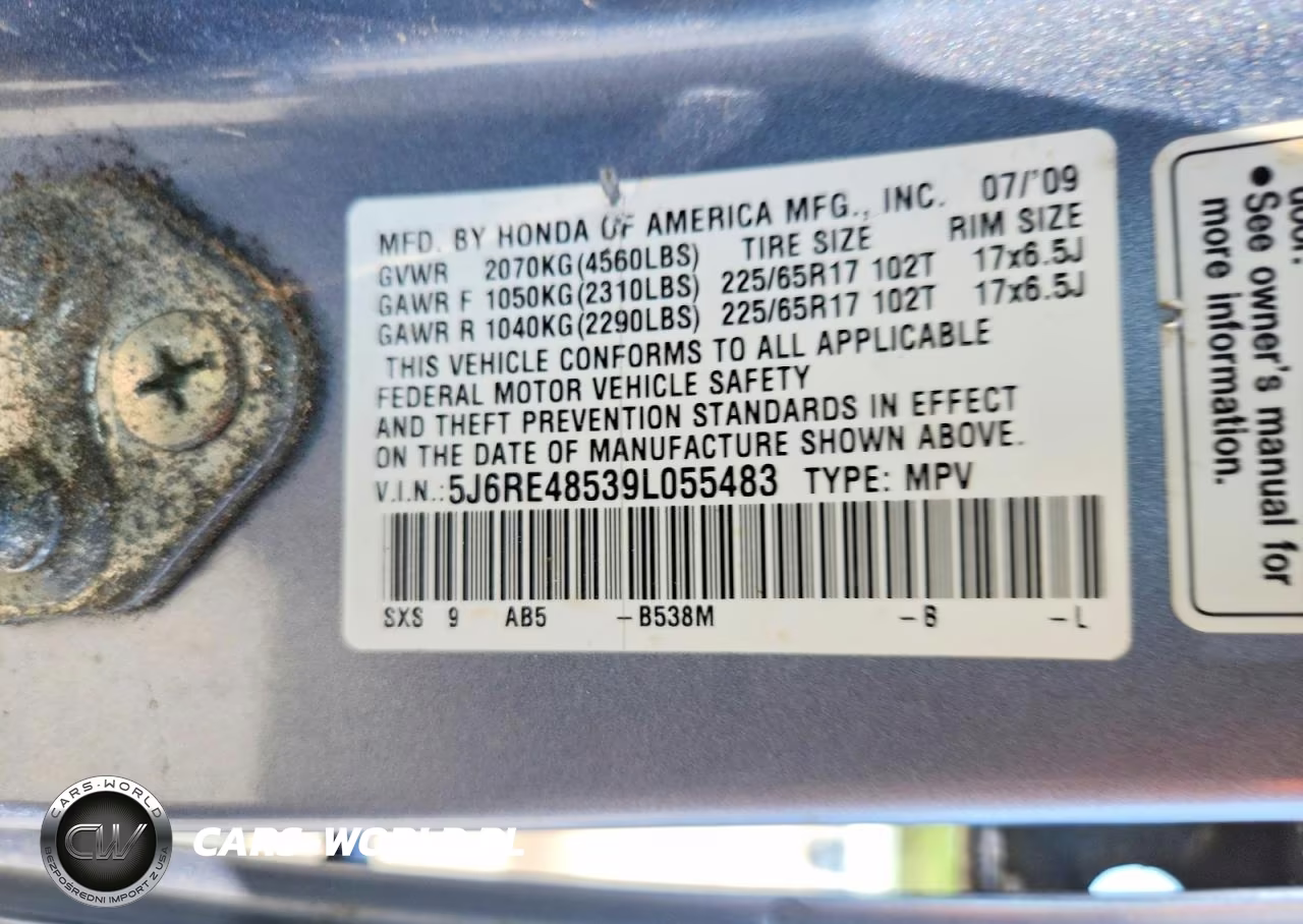 2009 HONDA CR-V EX VIN:5J6RE48539L055483 - 13