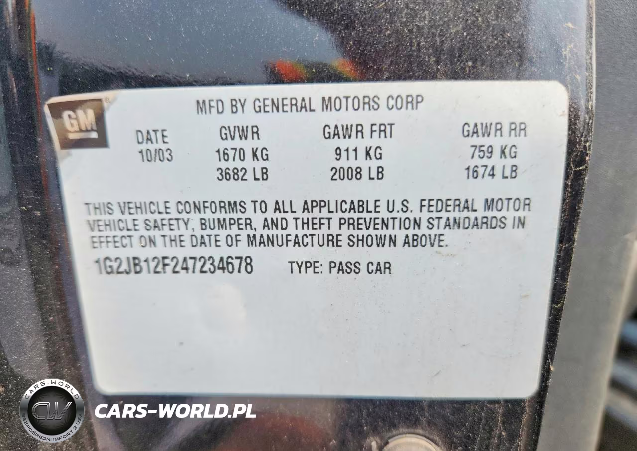 2004 Pontiac Sunfire VIN:1G2JB12F247234678 - 12