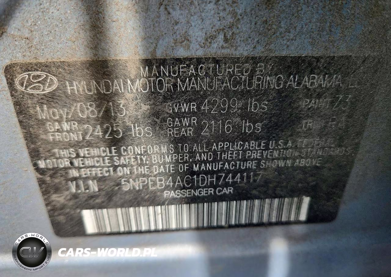 2013 Hyundai Sonata VIN:5NPEB4AC1DH744117 - 12