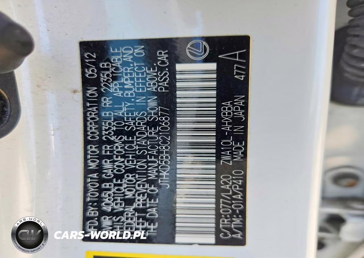 2012 Lexus Ct 200 VIN:JTHKD5BH8C2106877 - 12