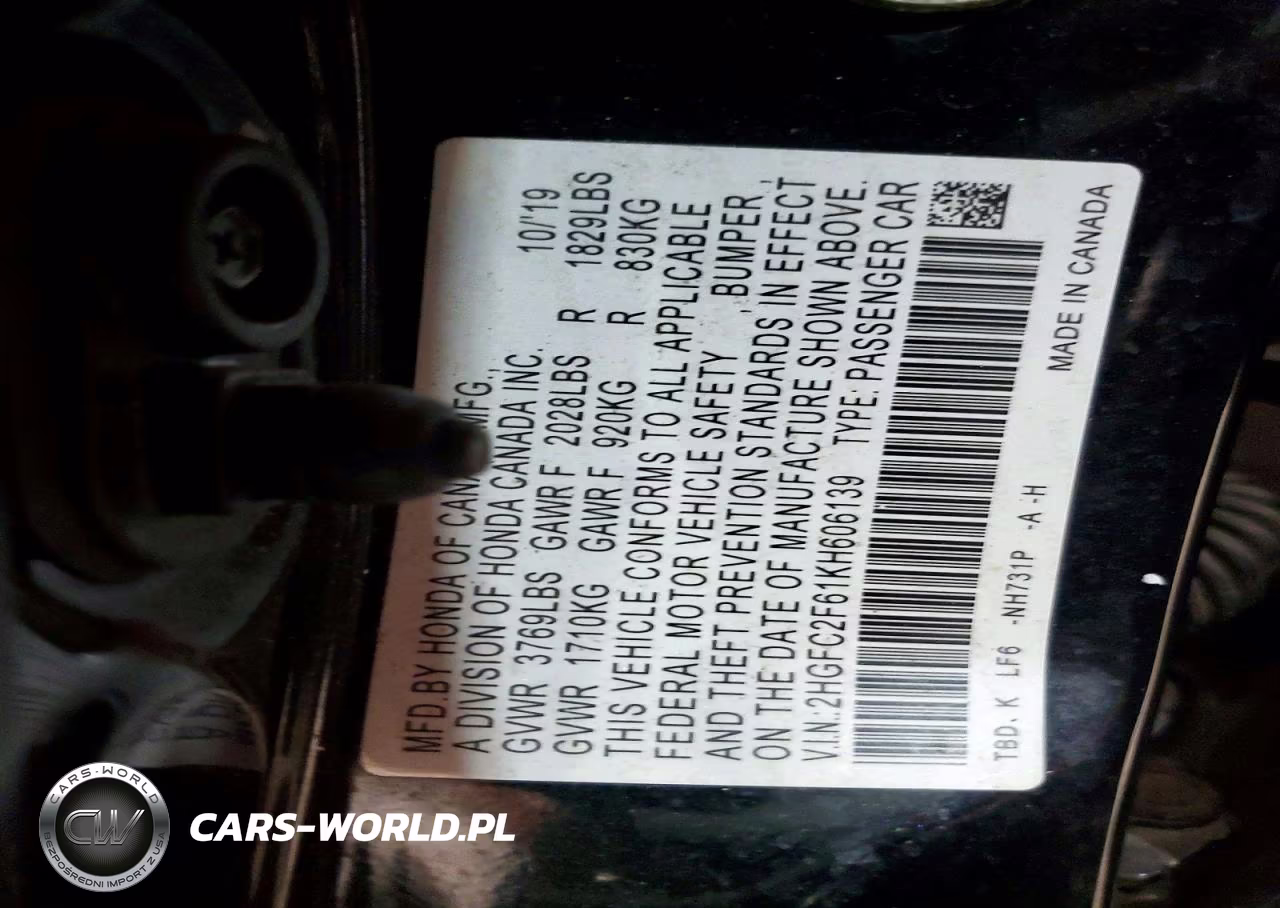 2019 Honda Civic Lx VIN:2HGFC2F61KH606139 - 12