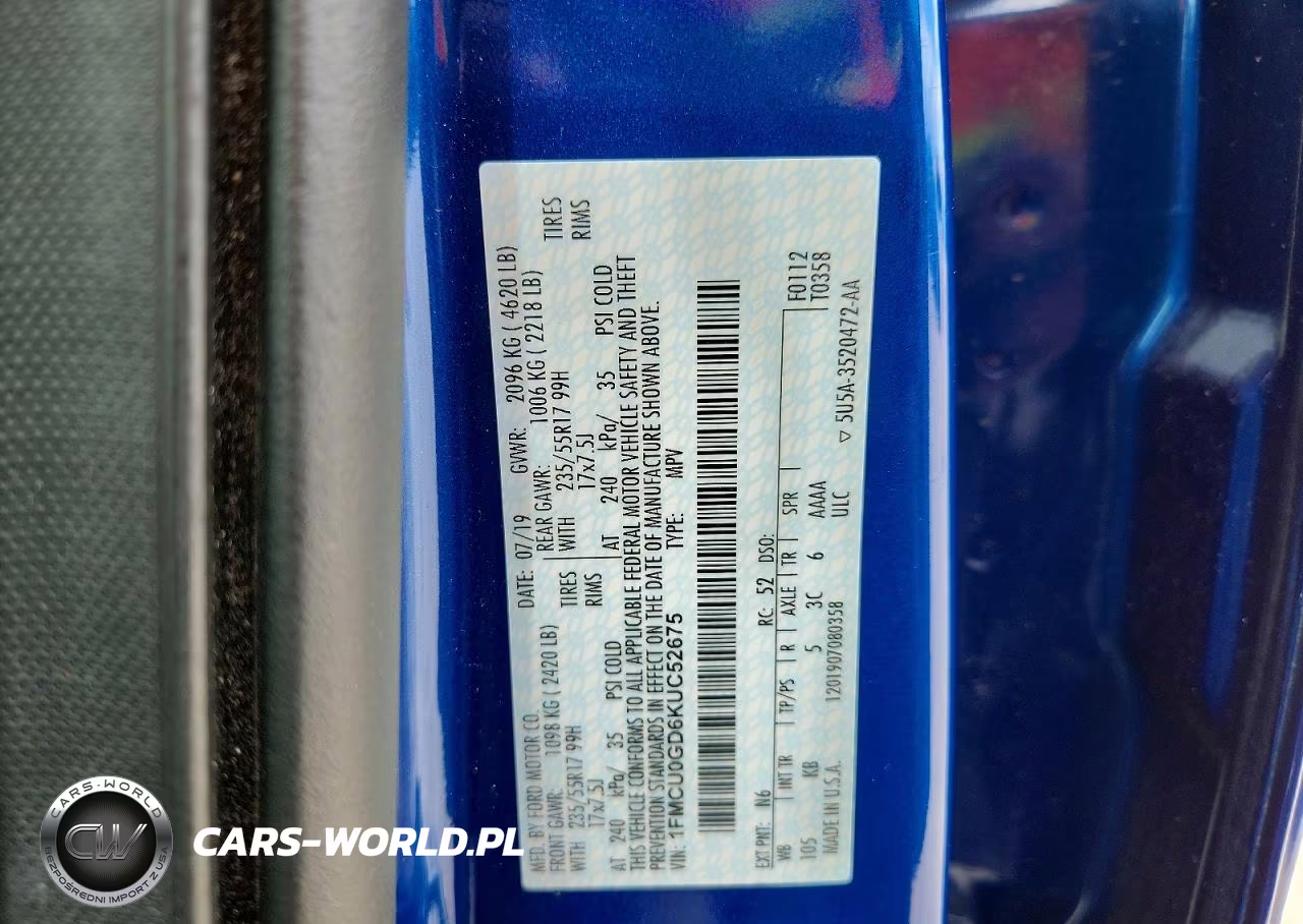 2019 Ford Escape Se VIN:1FMCU0GD6KUC52675 - 12