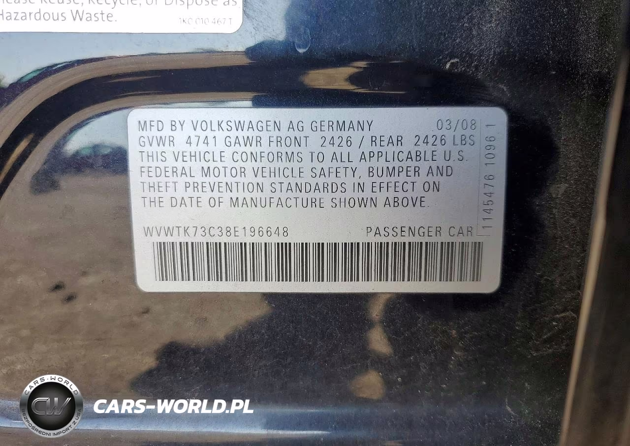 2008 Volkswagen Passat Wagon Lux VIN:WVWTK73C38E196648 - 12