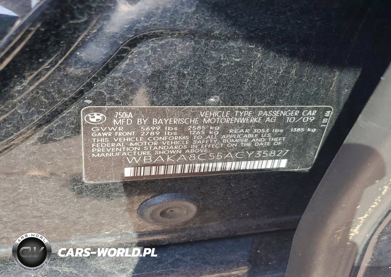 2010 BMW 750 I VIN:WBAKA8C55ACY35827 - 12