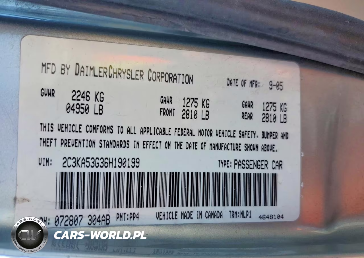 2006 Chrysler 300 Touring VIN:2C3KA53G36H190199 - 12