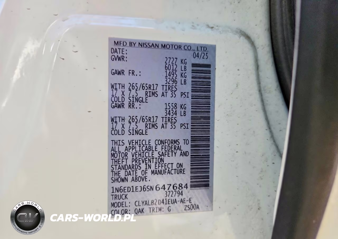 2025 Nissan Frontier Sv VIN:1N6ED1EJ6SN647684 - 12