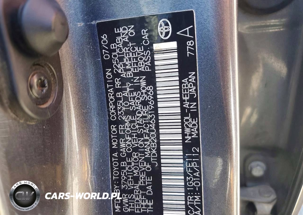 2006 Toyota Prius Base VIN:JTDKB20U463196968 - 12