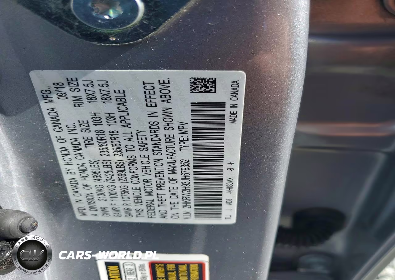 2018 Honda Cr-V Touring VIN:2HKRW2H93JH679352 - 13