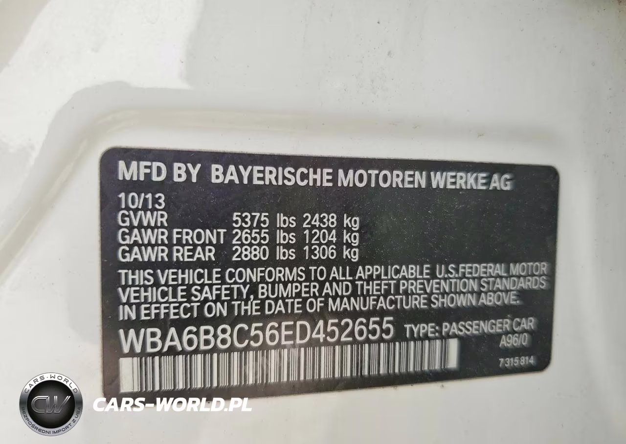 2014 BMW 640 Xi Gran Coupe VIN:WBA6B8C56ED452655 - 12