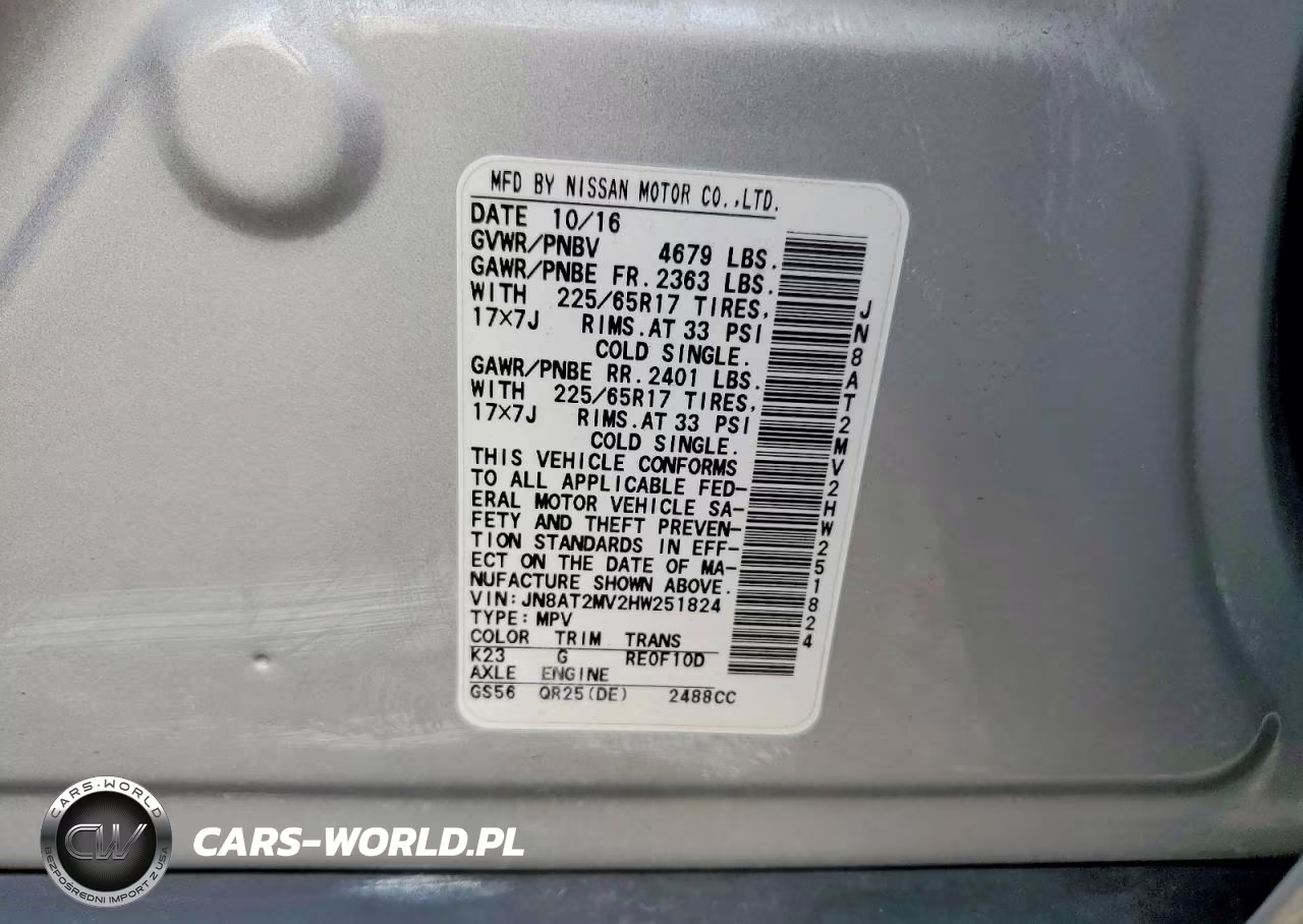 2017 Nissan Rogue Sv VIN:JN8AT2MV2HW251824 - 13