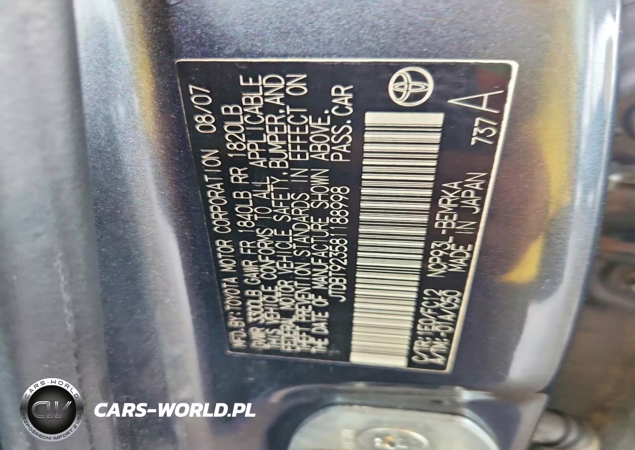 2008 Toyota Yaris Base VIN:JTDBT923581188998 - 12