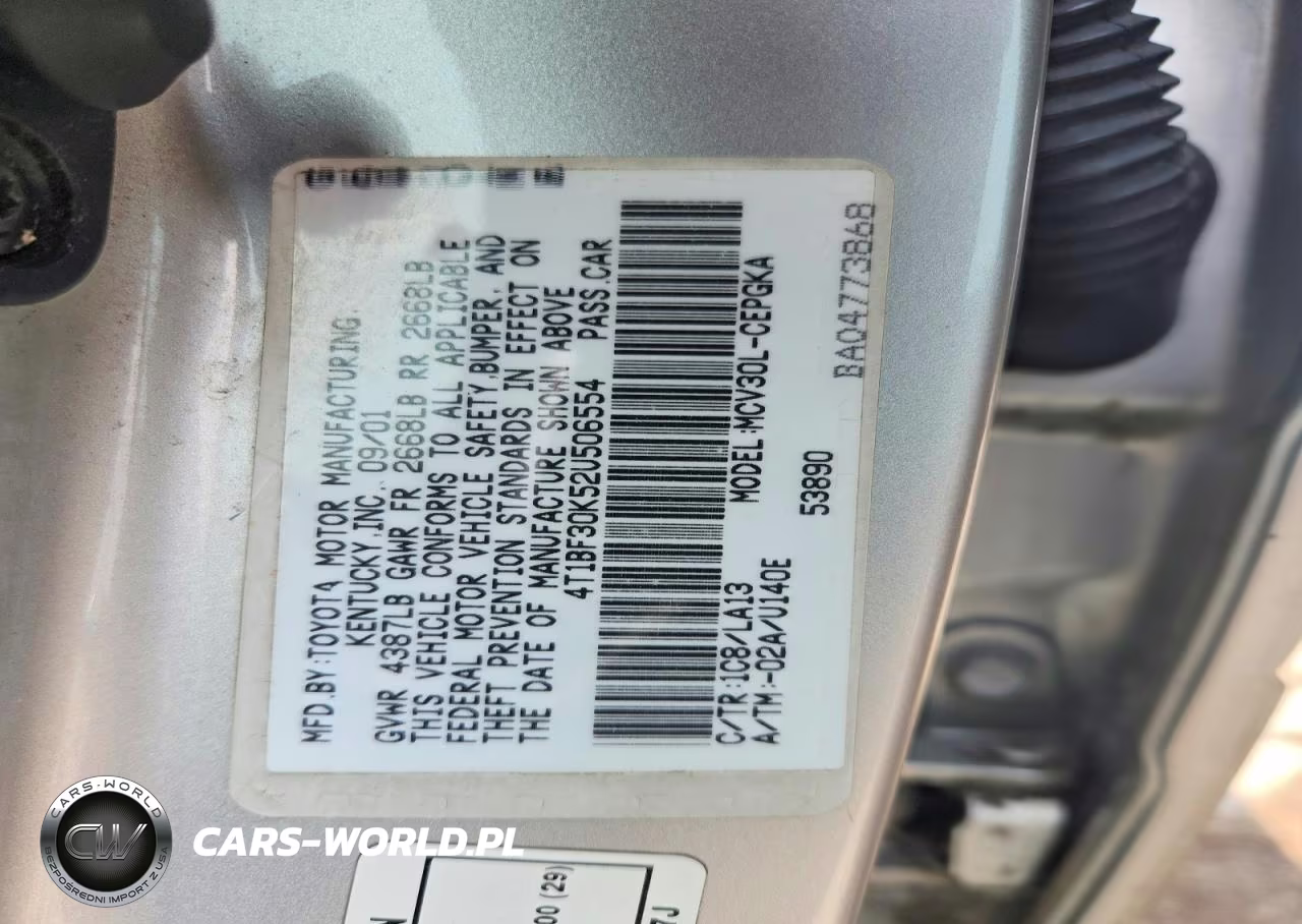 2002 Toyota Camry Xle V6 VIN:4T1BF30K52U506554 - 12