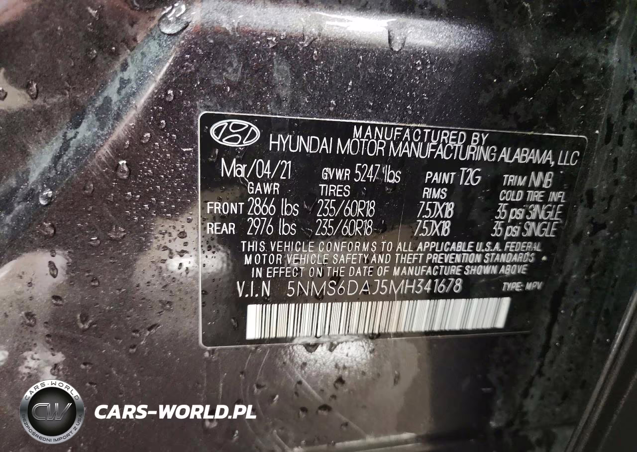 2021 Hyundai Santa Fe Sel VIN:5NMS6DAJ5MH341678 - 14