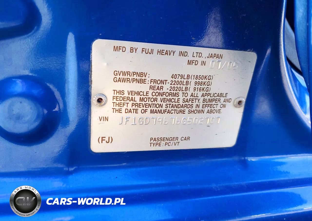 2006 Subaru Impreza Wrx VIN:JF1GD79676G502707 - 12
